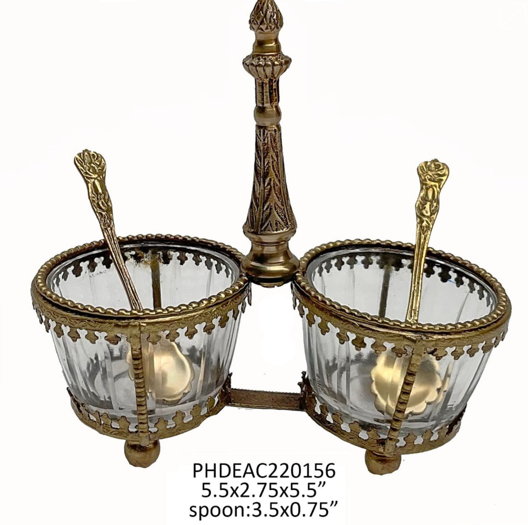 Vintage Style Salt Cellar with Spoons