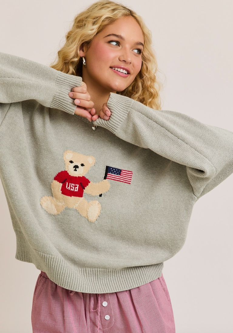 Teddy Bear American Flag Sweater