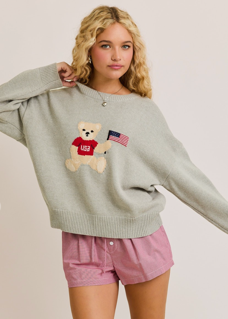 Teddy Bear American Flag Sweater