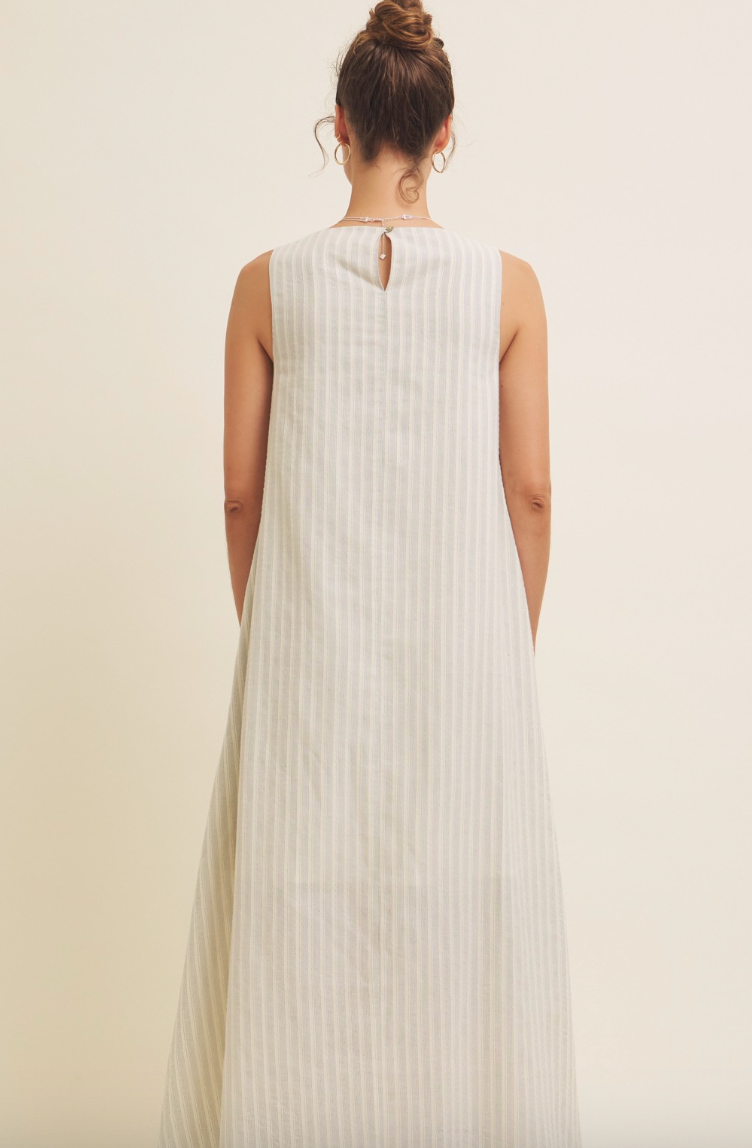 Cotton Stripe Sleeveless Maxi Dress