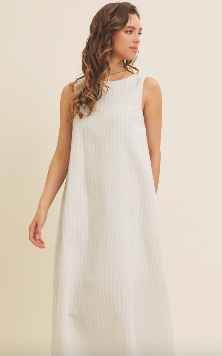 Cotton Stripe Sleeveless Maxi Dress
