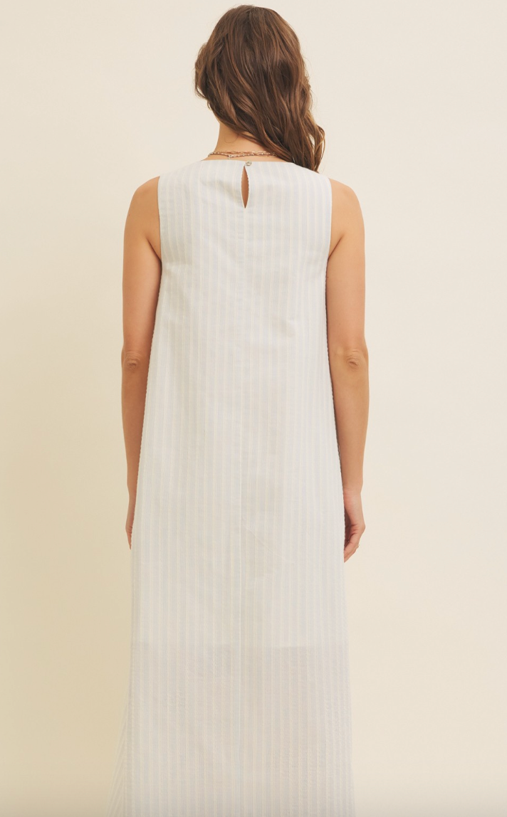 Cotton Stripe Sleeveless Maxi Dress