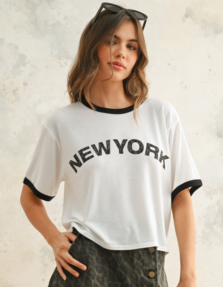 New York Faded Letter Top