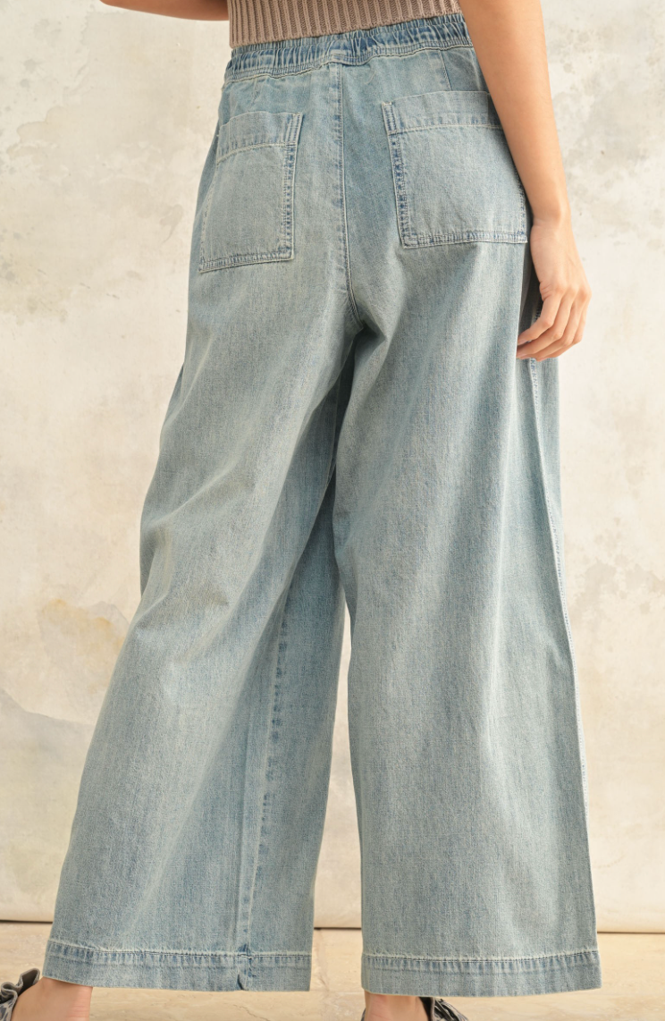 Elastic Band Denim Pants