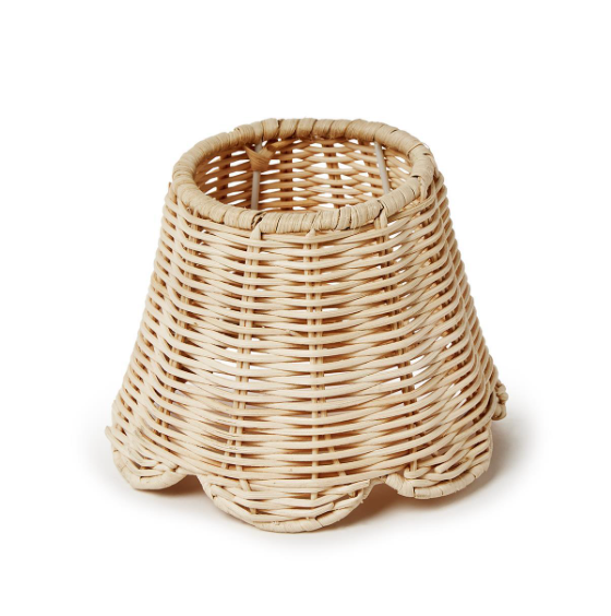 Rattan Lamp Shade Cover w Scallop Edge