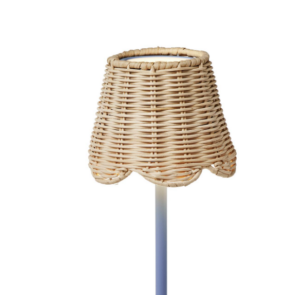 Rattan Lamp Shade Cover w Scallop Edge