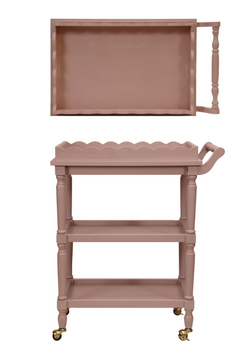 Wood 3-Tier Bar Cart on Casters