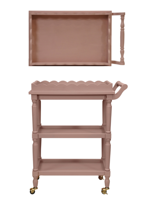 Wood 3-Tier Bar Cart on Casters