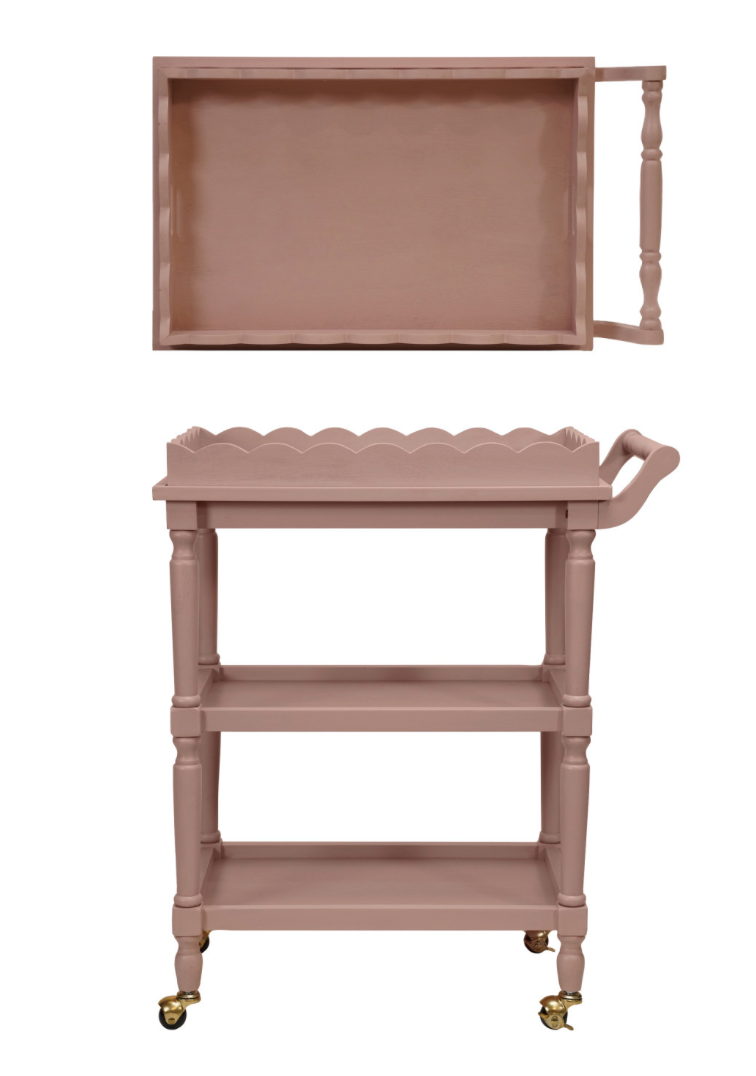 Wood 3-Tier Bar Cart on Casters