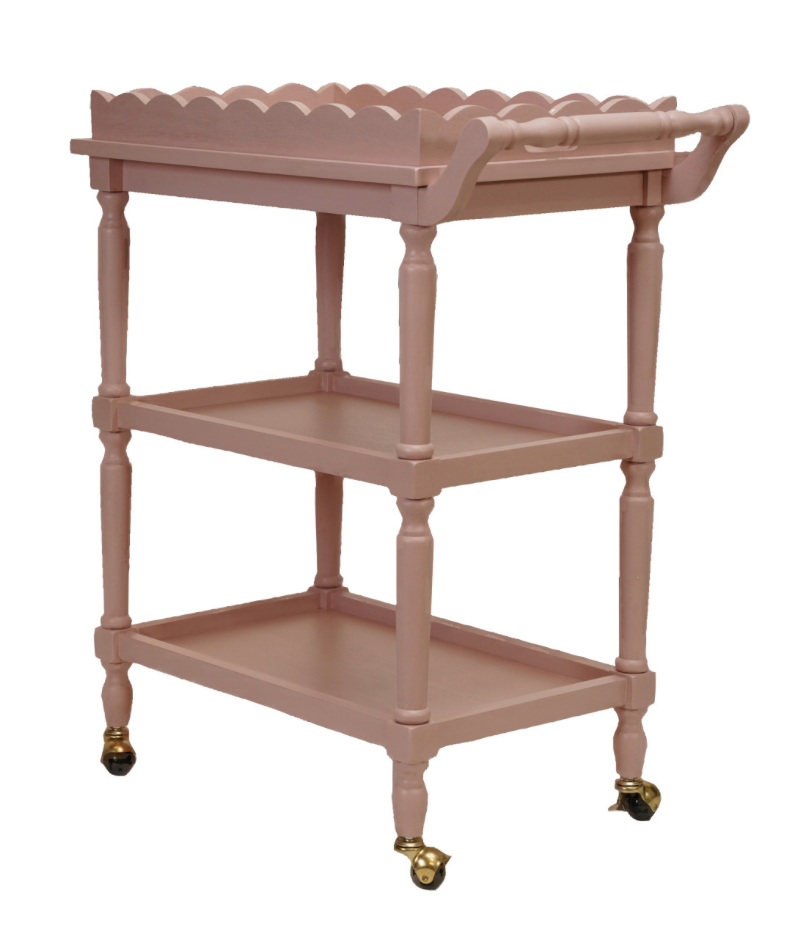 Wood 3-Tier Bar Cart on Casters