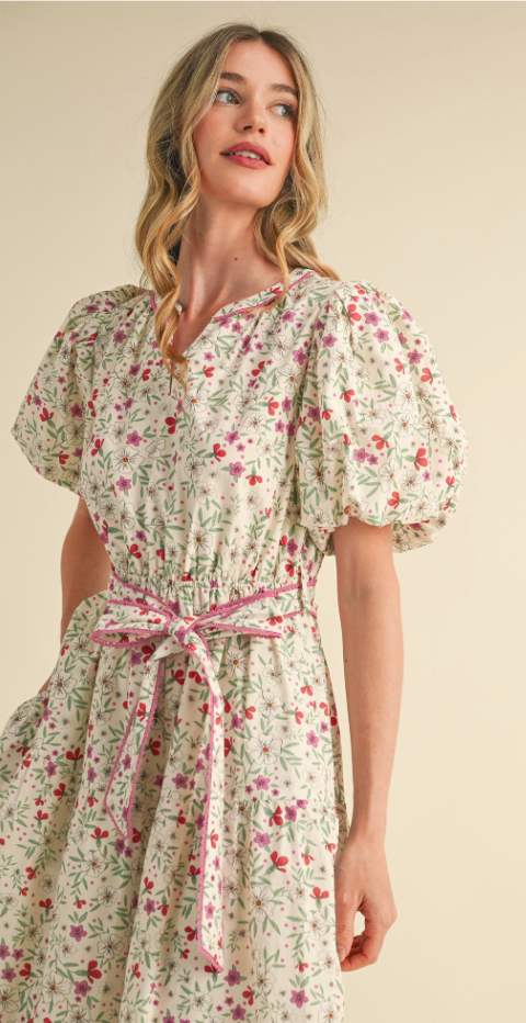 Emmy Floral Lace Trim Dress