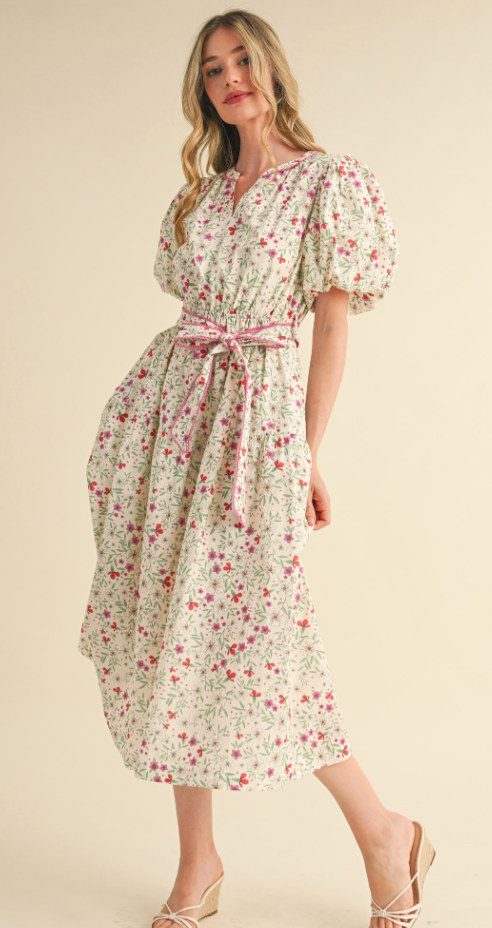 Emmy Floral Lace Trim Dress