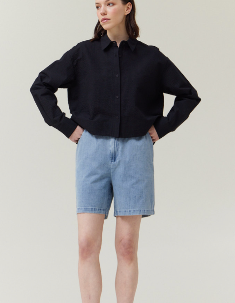 Textured Crop Shirt