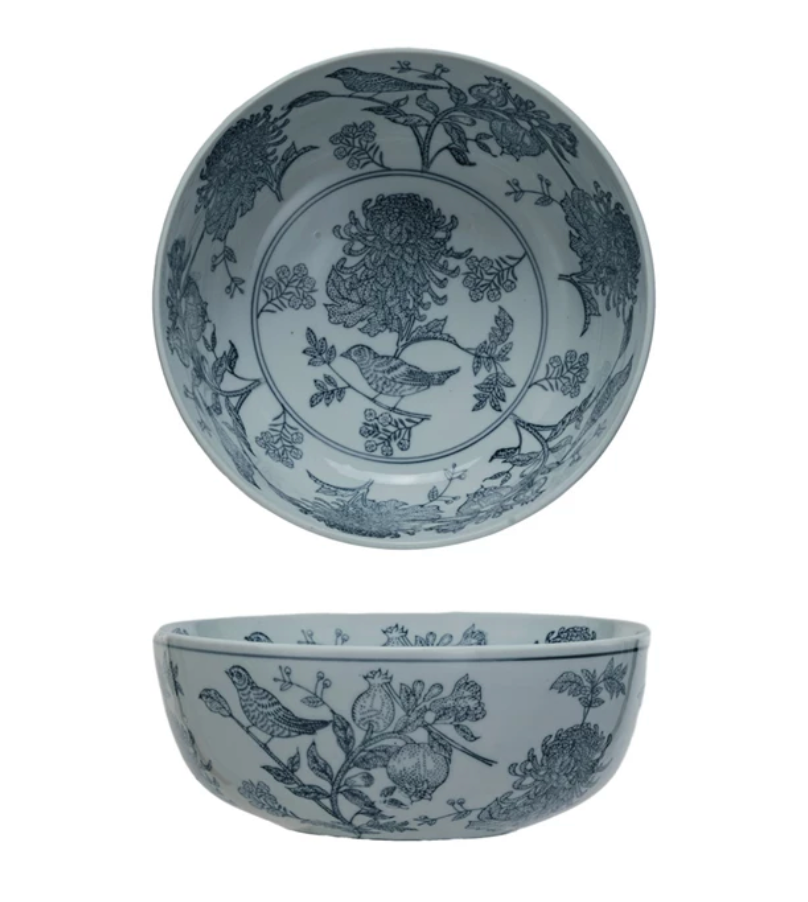 Birds and Botanicals Stoneware Bowl