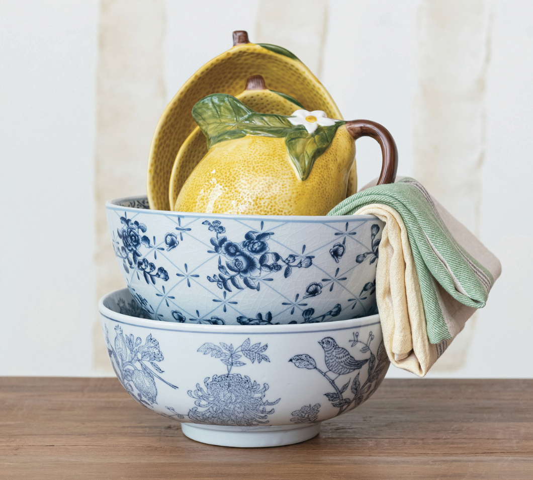 Birds and Botanicals Stoneware Bowl