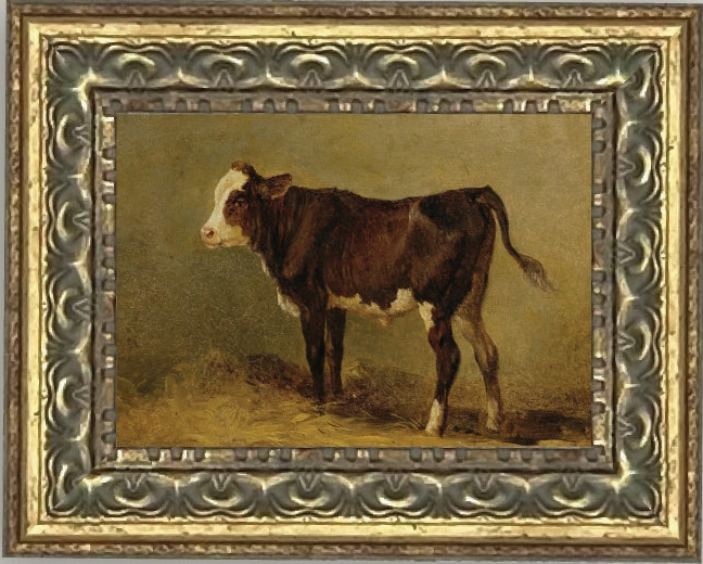 Vintage Calf Framed Antique Art
