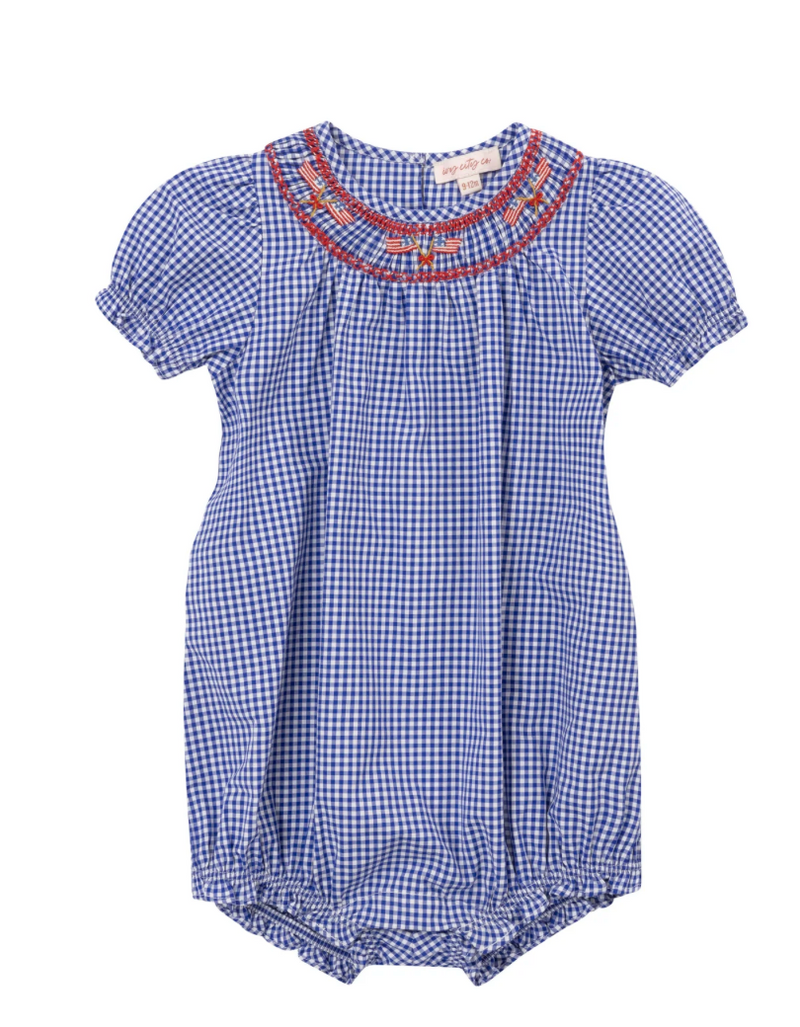 Baby Martha Romper in Blue Gingham