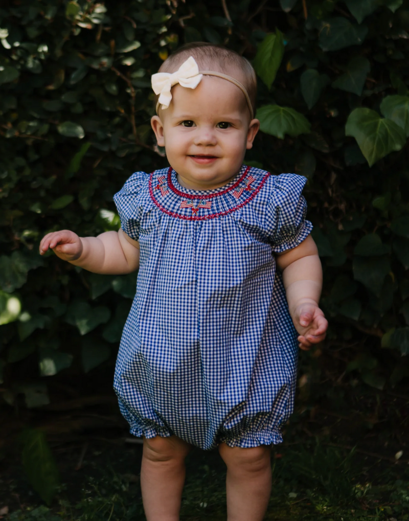 Baby Martha Romper in Blue Gingham