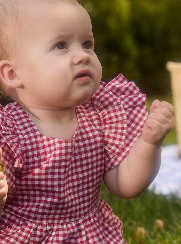 Baby Hattie Romper in Red Gingham