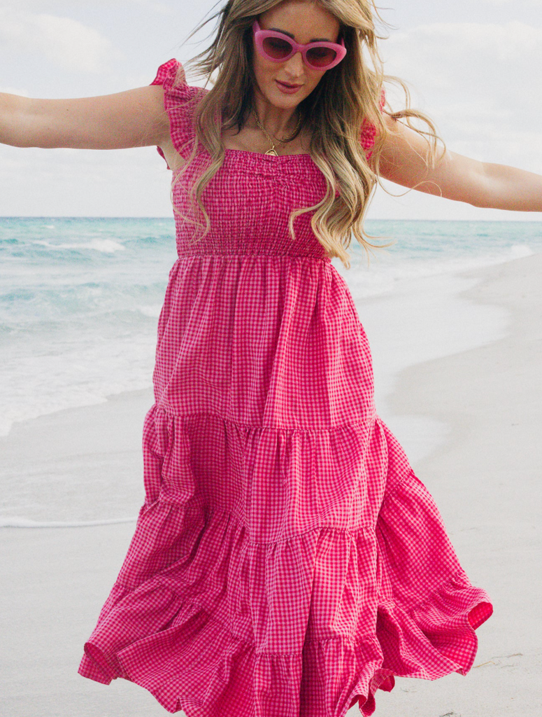 Hailey Dress in Pink Gingham