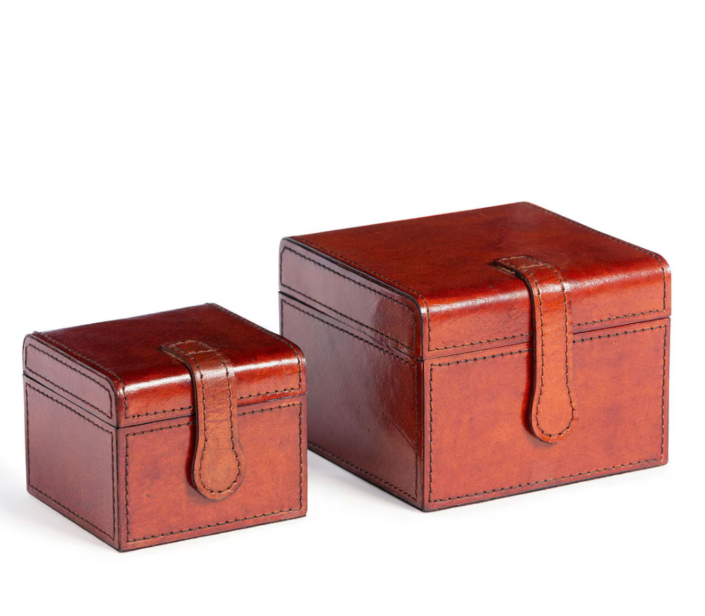 Leather Valet Storage Boxes- Set of 2