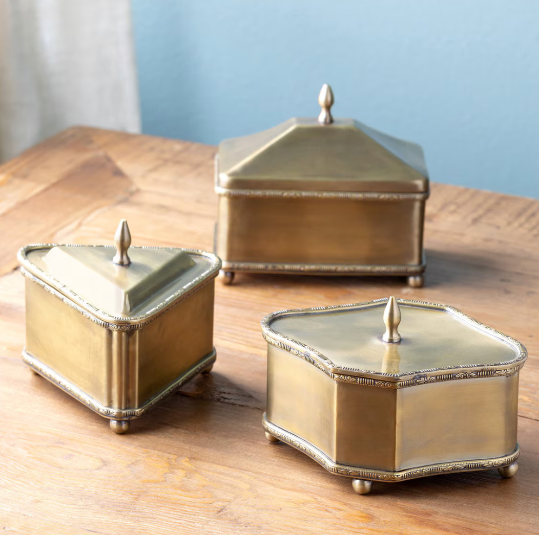 Brass Escritoire Boxes- Set of 3
