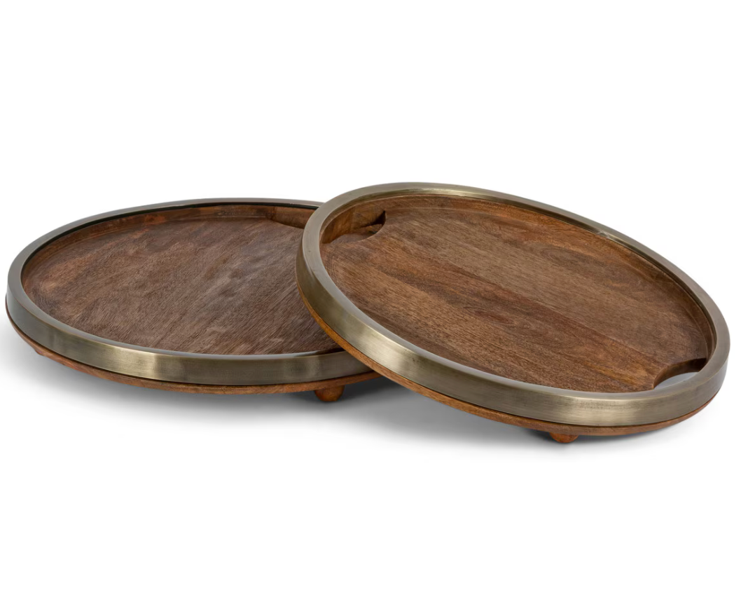 Mango Wood Round Trays- Set of 2