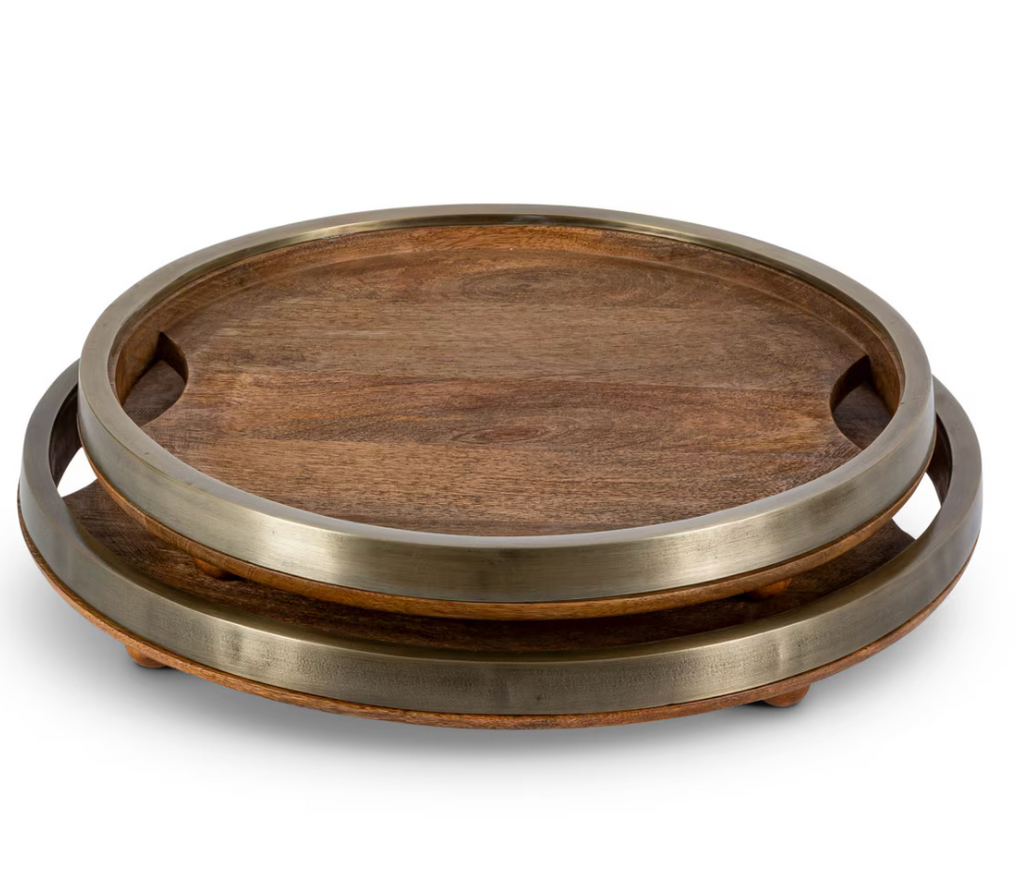 Mango Wood Round Trays- Set of 2