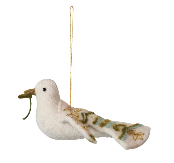 Handmade Wool Felt Dove Ornament