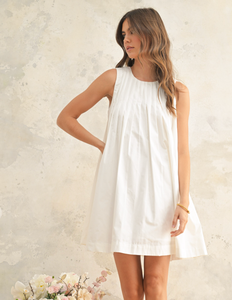 Pleated Detail Sleeveless Dress