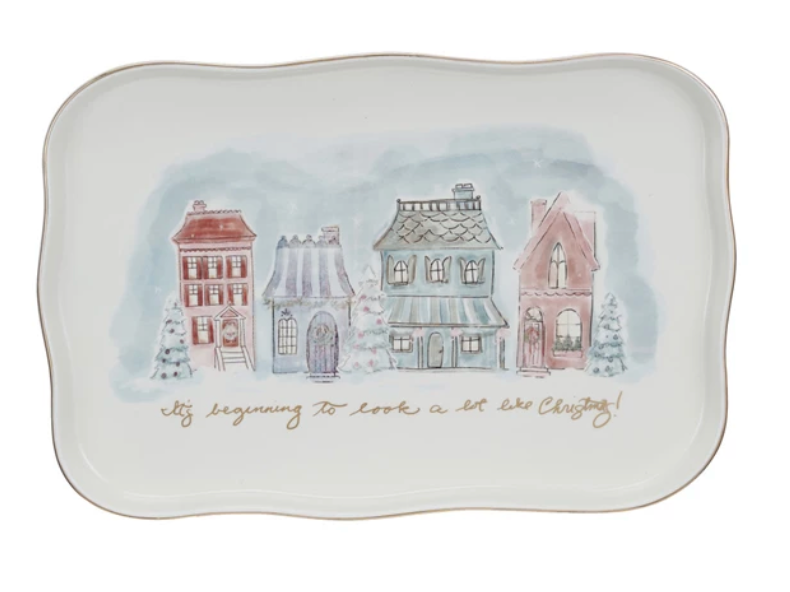 Christmas Village Stoneware Platter