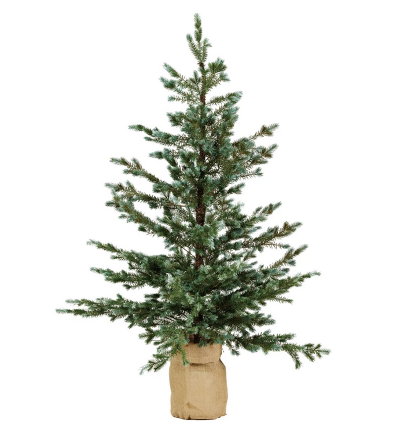 Faux Pine Tree with Burlap Sack