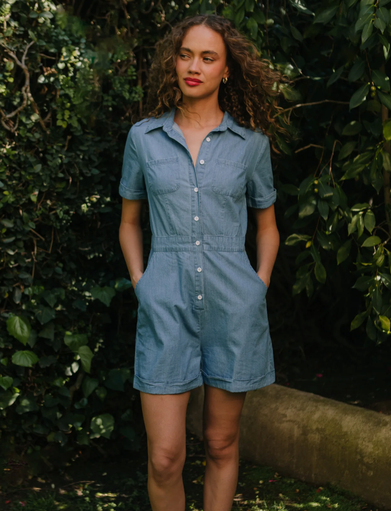 Natalia Romper in Chambray