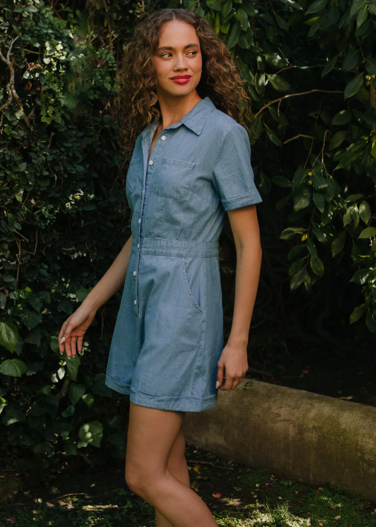 Natalia Romper in Chambray