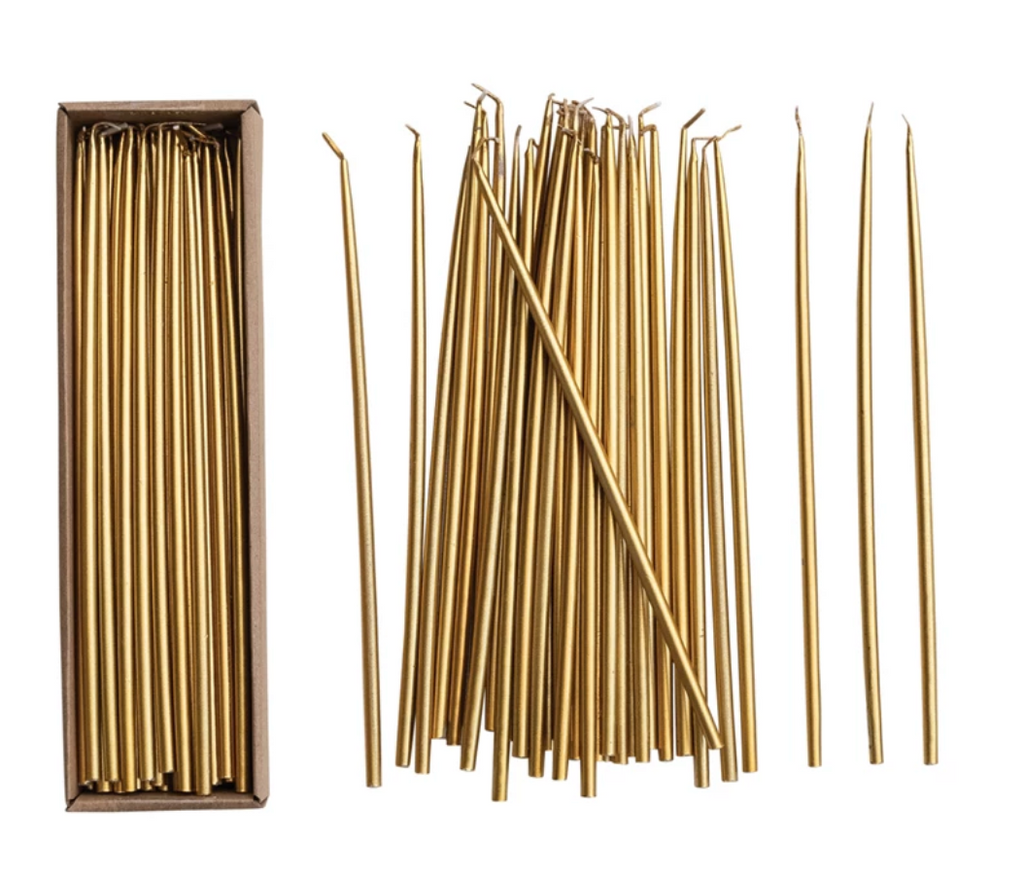 Unscented Thin Gold Taper Candles