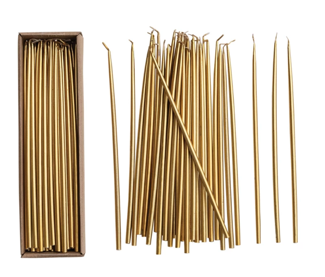 Unscented Thin Gold Taper Candles