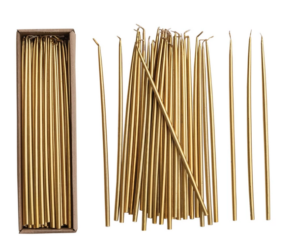Unscented Thin Gold Taper Candles