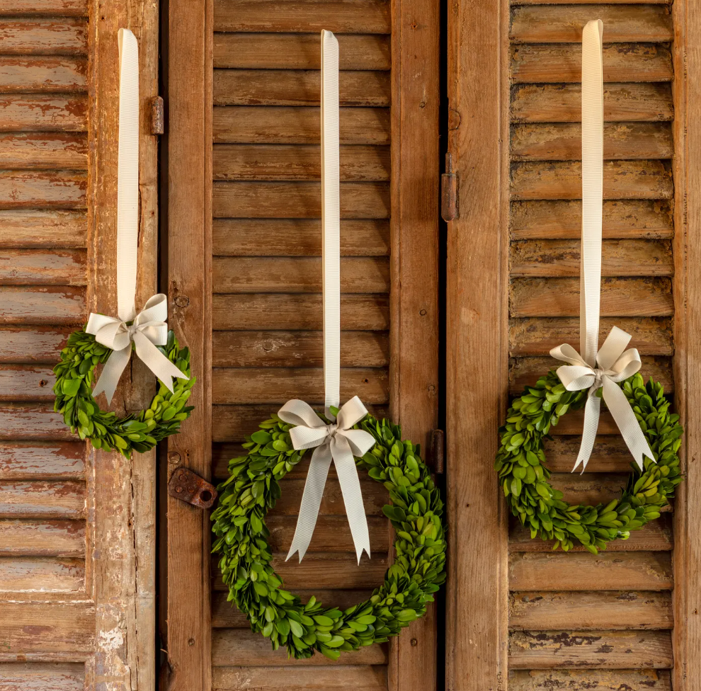 Boxwood Wreaths with Ribbon