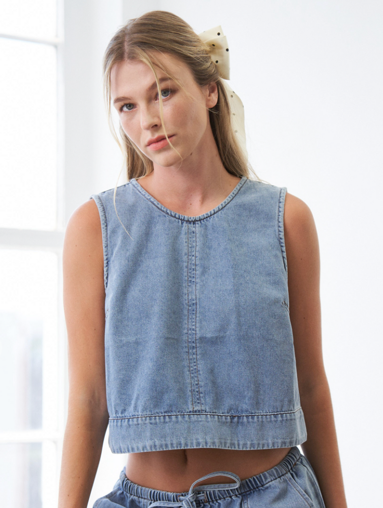 Washed Denim Sleeveless Top