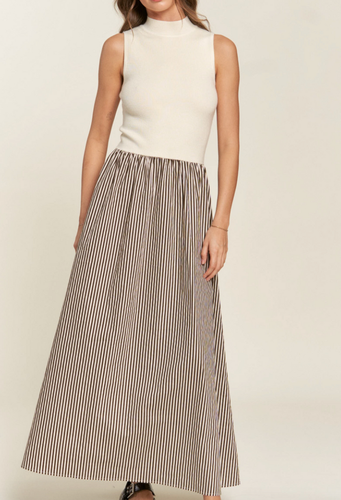 Sweater Mix Stripe Maxi Dress