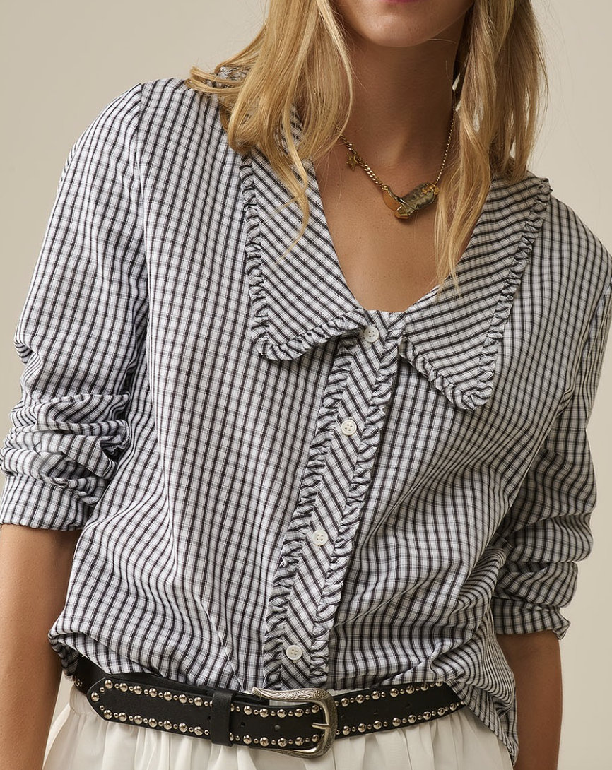 Gingham Peter Pan Collar Blouse