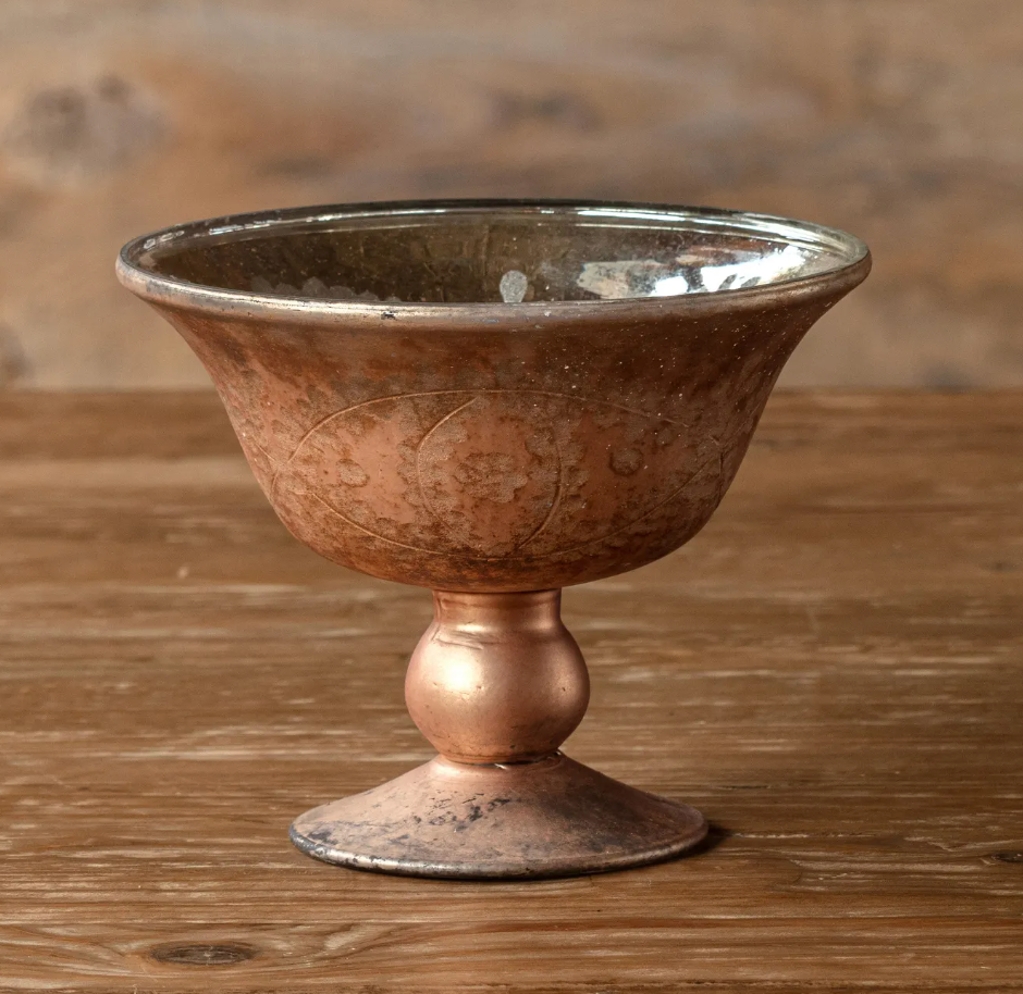 Antique Copper Etched Compote Bowl