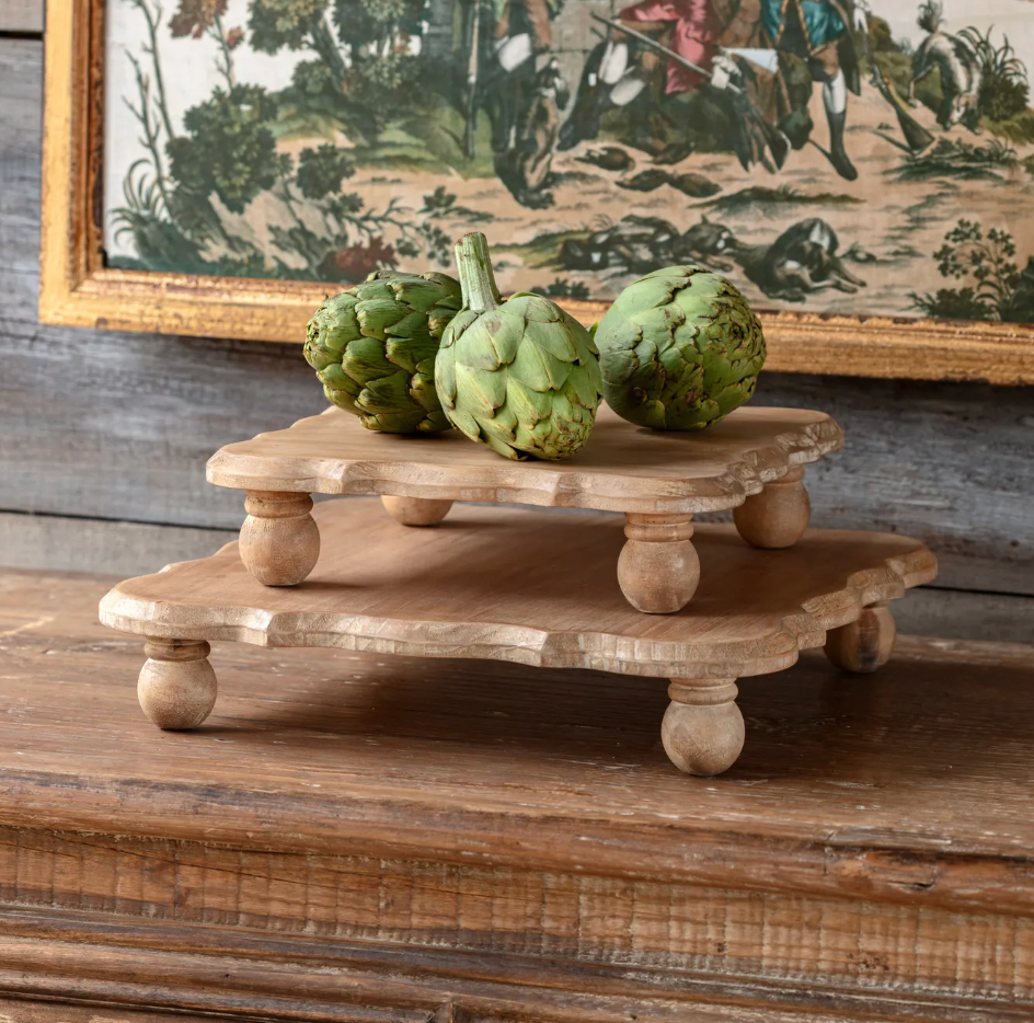 Square Wooden Footed Serving Platforms