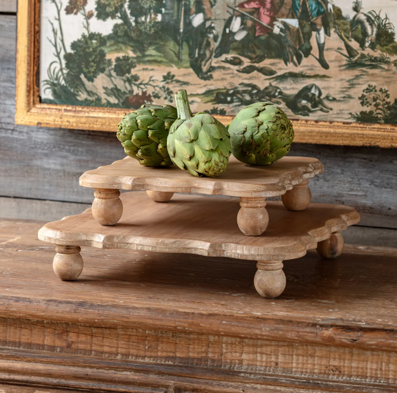 Square Wooden Footed Serving Platforms