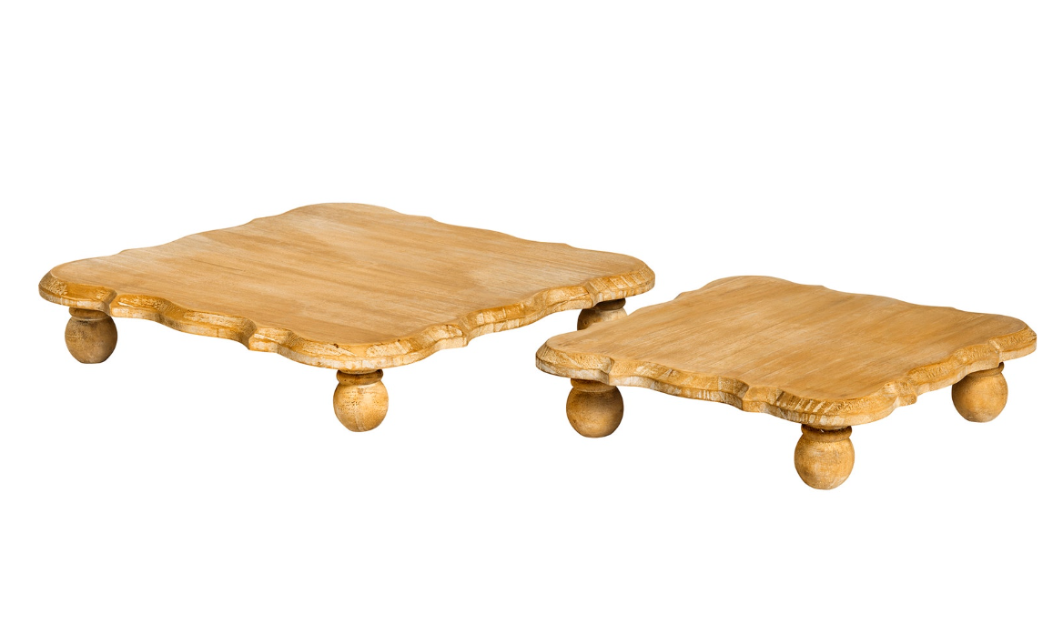 Square Wooden Footed Serving Platforms