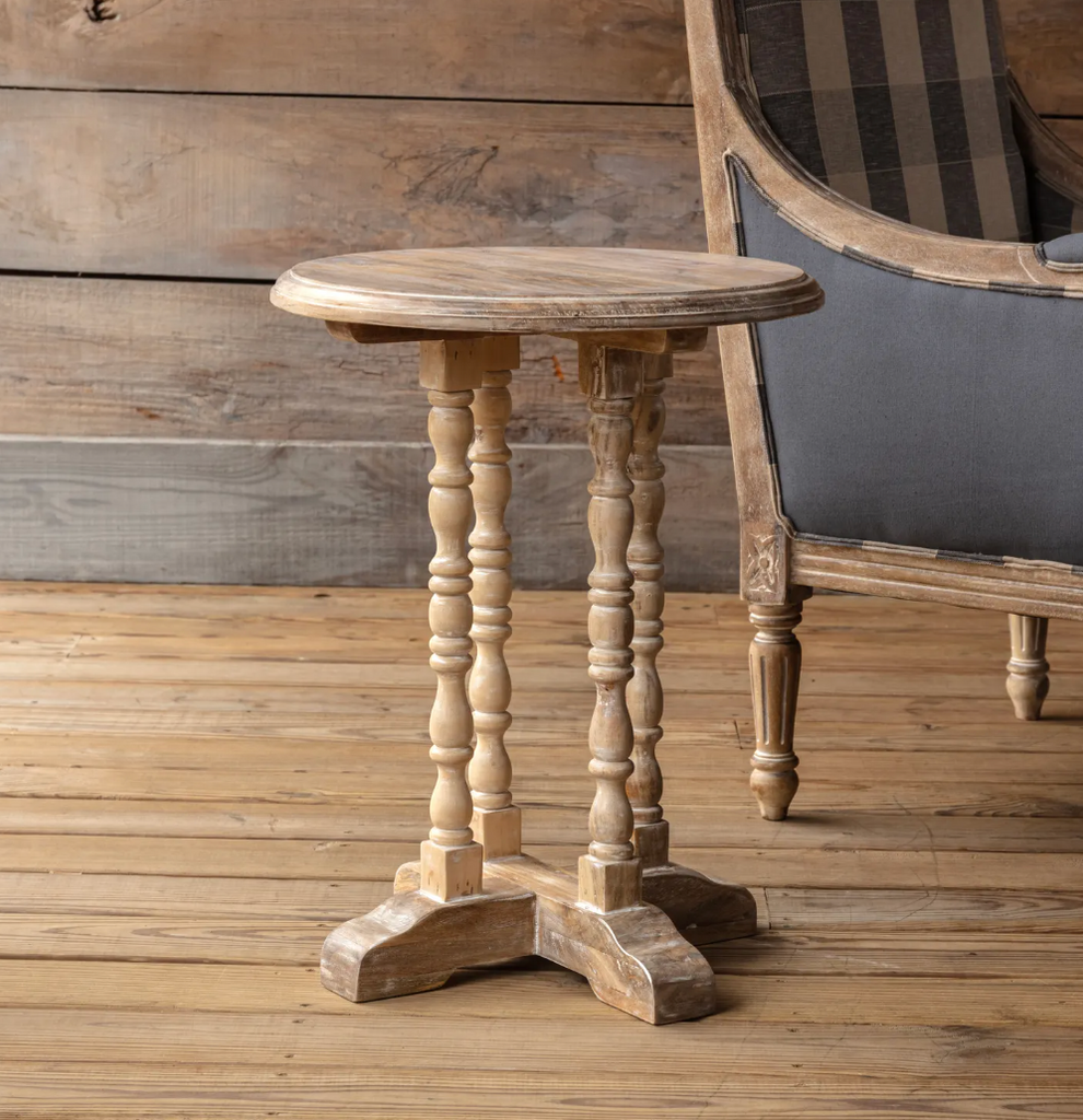 White Washed Spindle Side Table