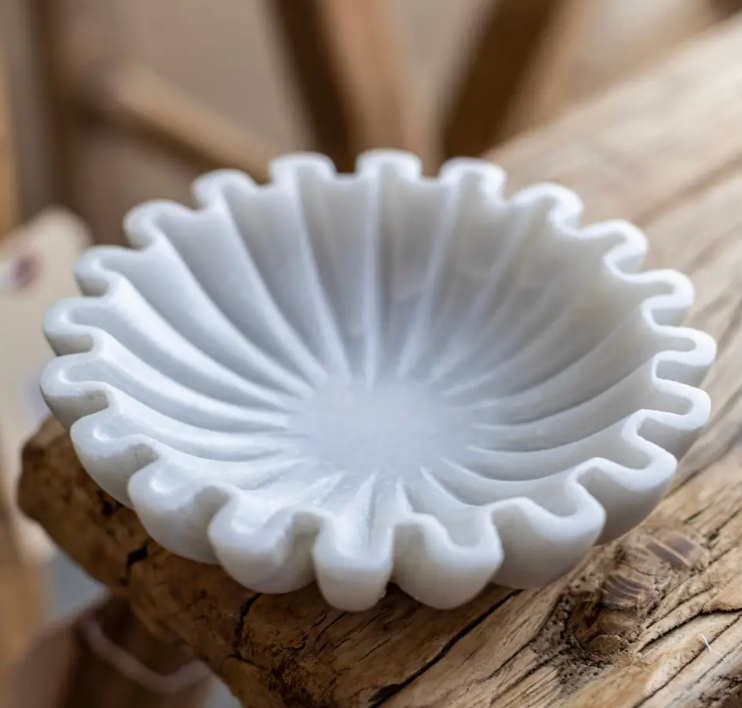 Marble Fluted Scalloped Bowl