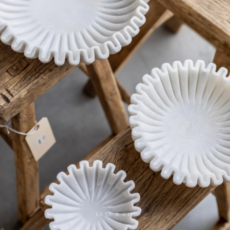 Marble Fluted Scalloped Bowl