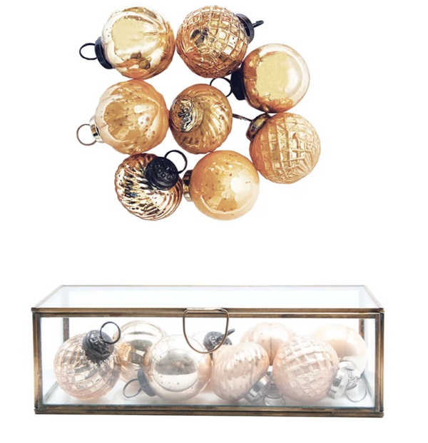Embossed Mercury Glass Ornaments in Display Box