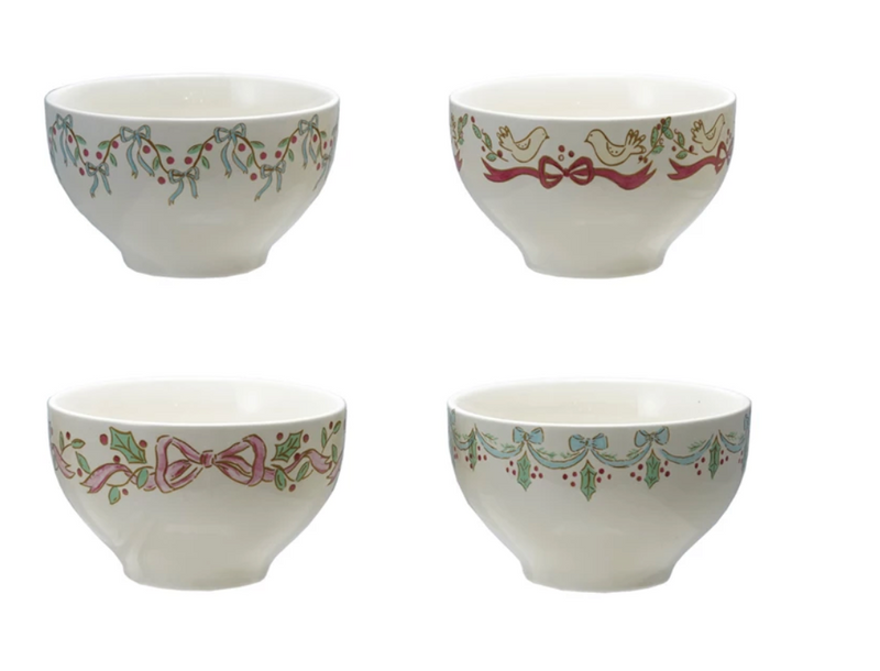 Holiday Bow Stoneware Bowl